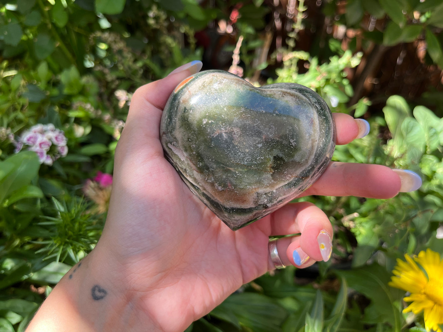 Ocean Jasper Heart Carving