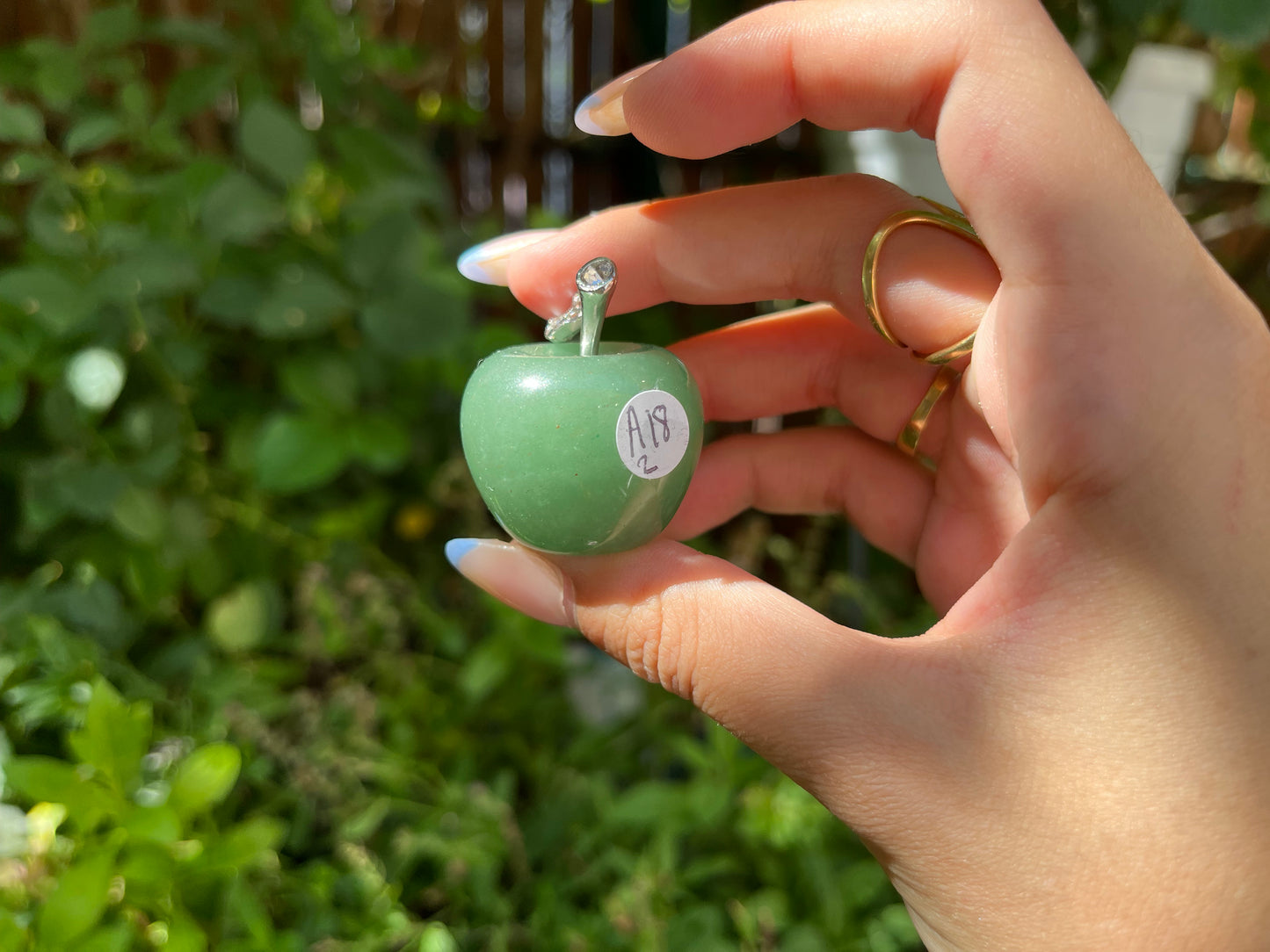 Green Aventurine Apple Carving