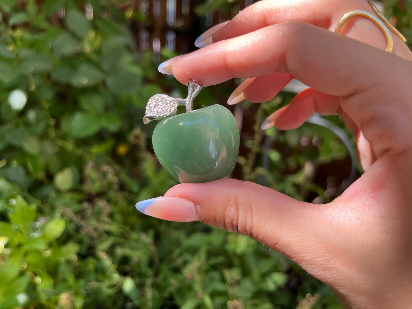 Green Aventurine Apple Carving