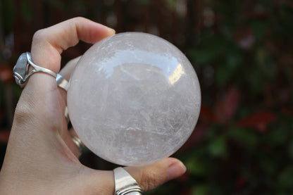 Large Clear Quartz Sphere With Hematite Inclusion