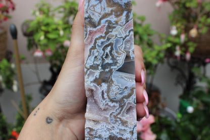 Moss Agate Pink Amethyst Tower